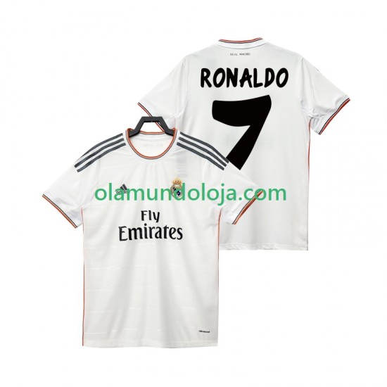 Camisola Real Madrid Cristiano Ronaldo 7 2013 2014 Retro Homem Equipamento Primeiro Manga Curta